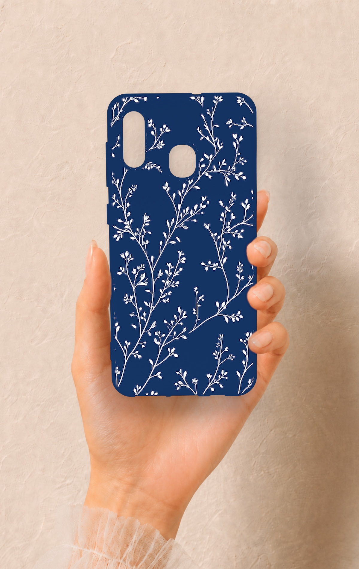 Samsung A20-A30 Uyumlu İnce Yaprak Dalı Desenli Silikon Kılıf