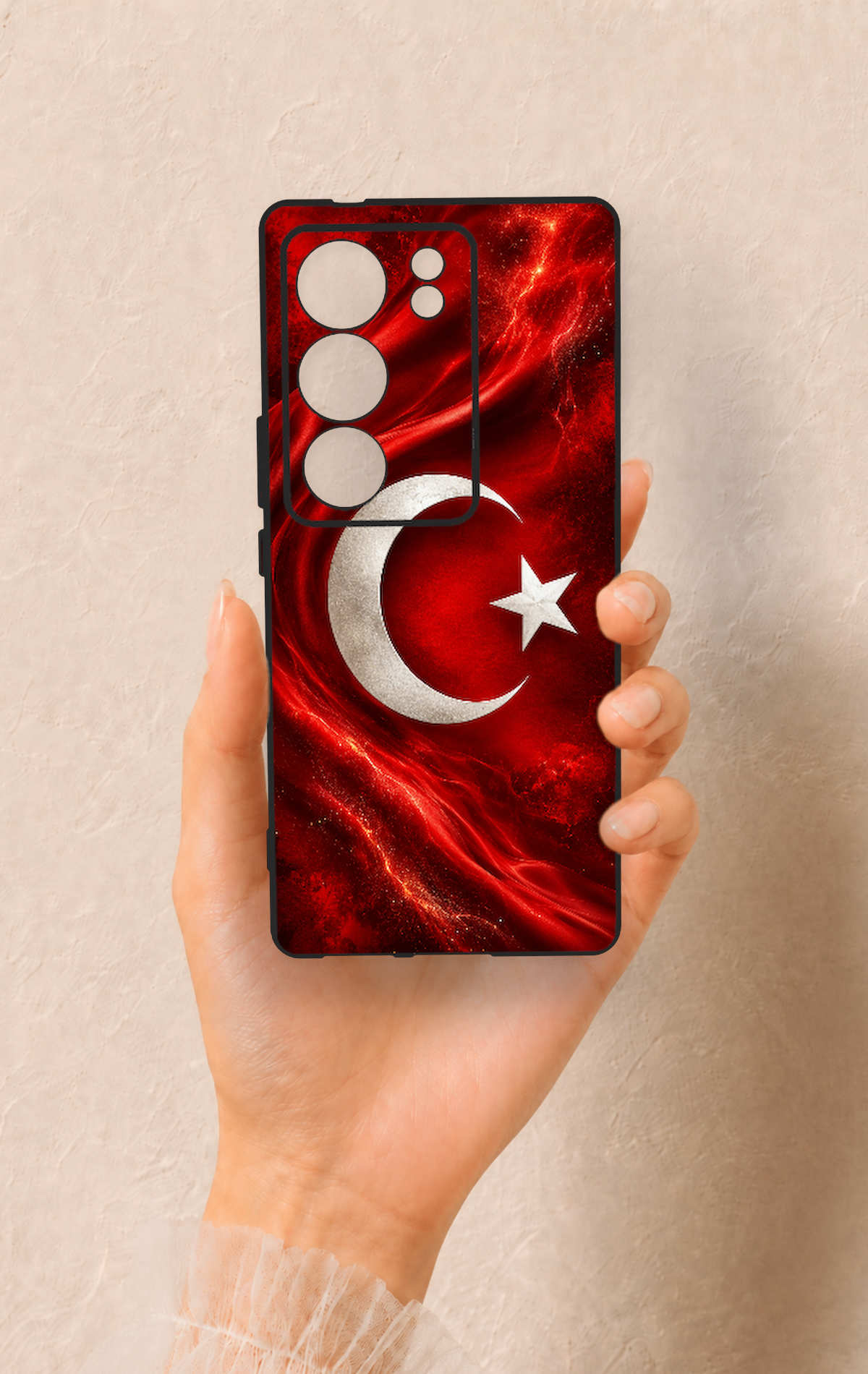 Vivo V29 Uyumlu Türk Bayrağı Desenli Silikon Kılıf