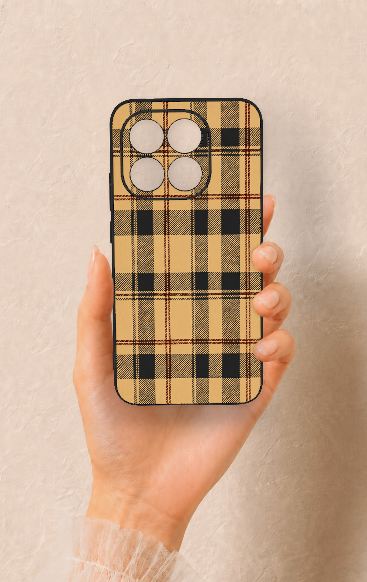 Mi 15T 5G Uyumlu Burberry Ekose Desenli Silikon Kılıf