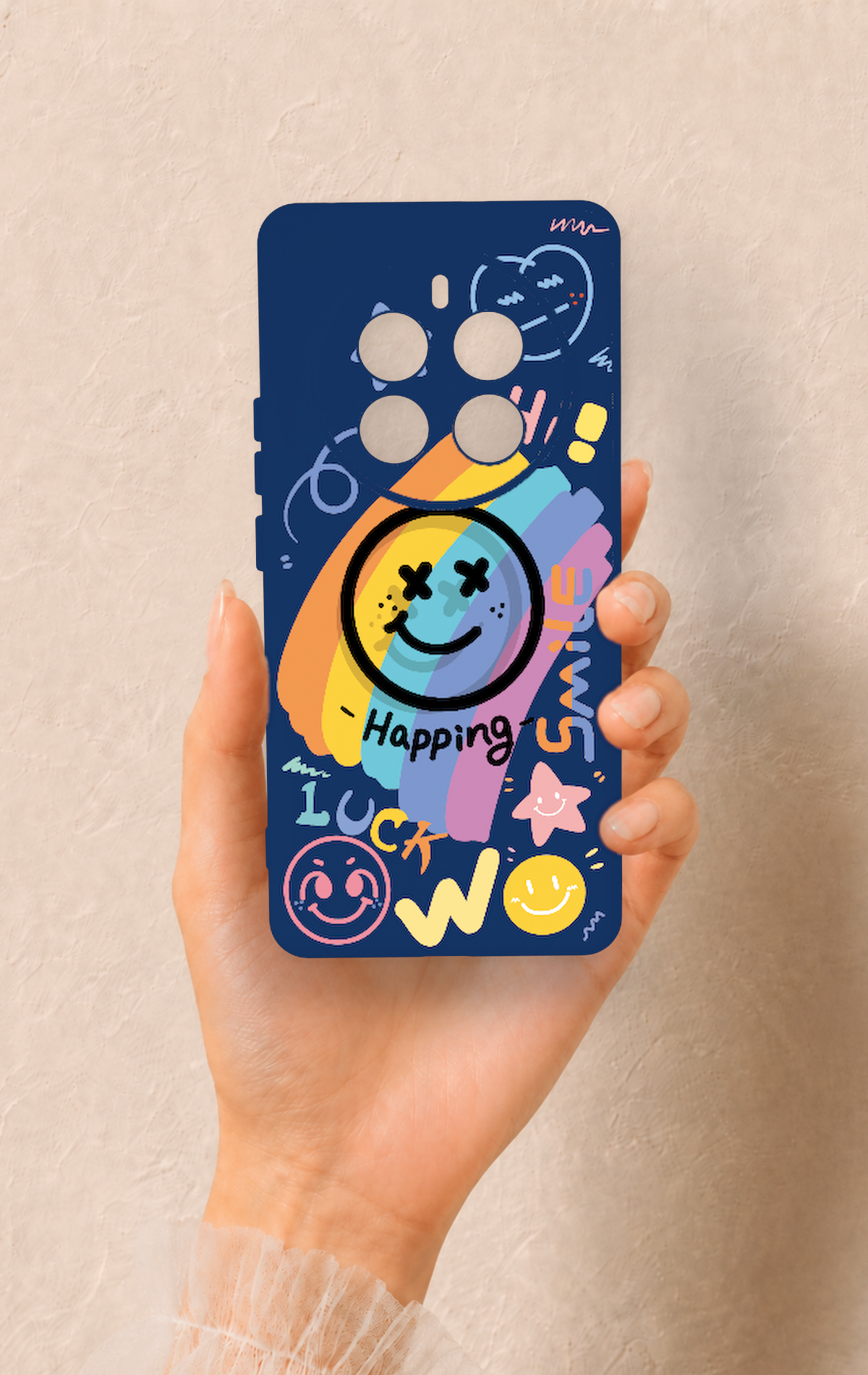 Realme 12 Pro Uyumlu Happing Smile Desenli Silikon Kılıf