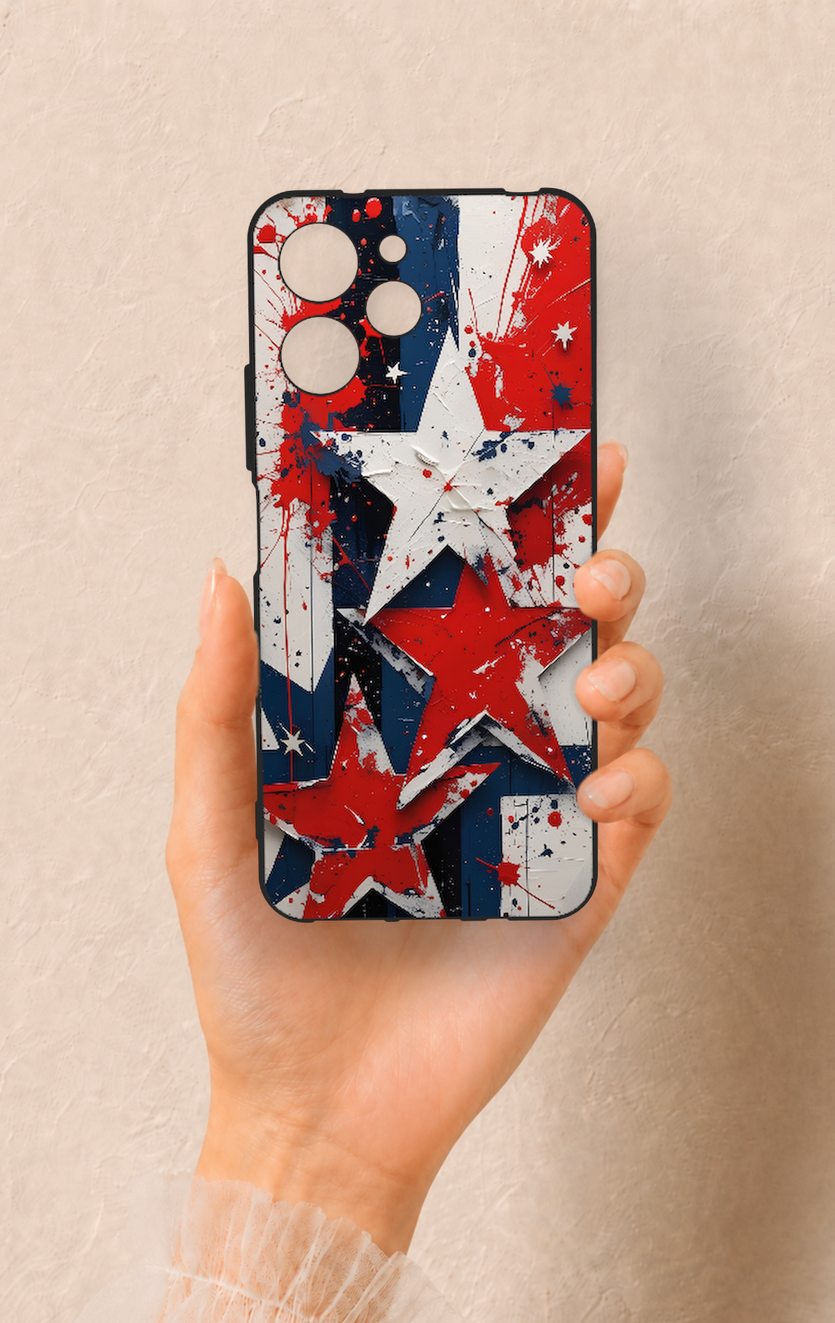 Redmi 12 Uyumlu Star Flag Desenli Silikon Kılıf