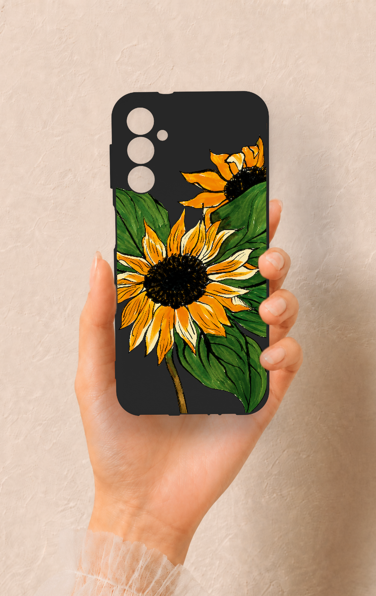 Samsung A14 Uyumlu Ay Çiçeği Desenli Silikon Kılıf