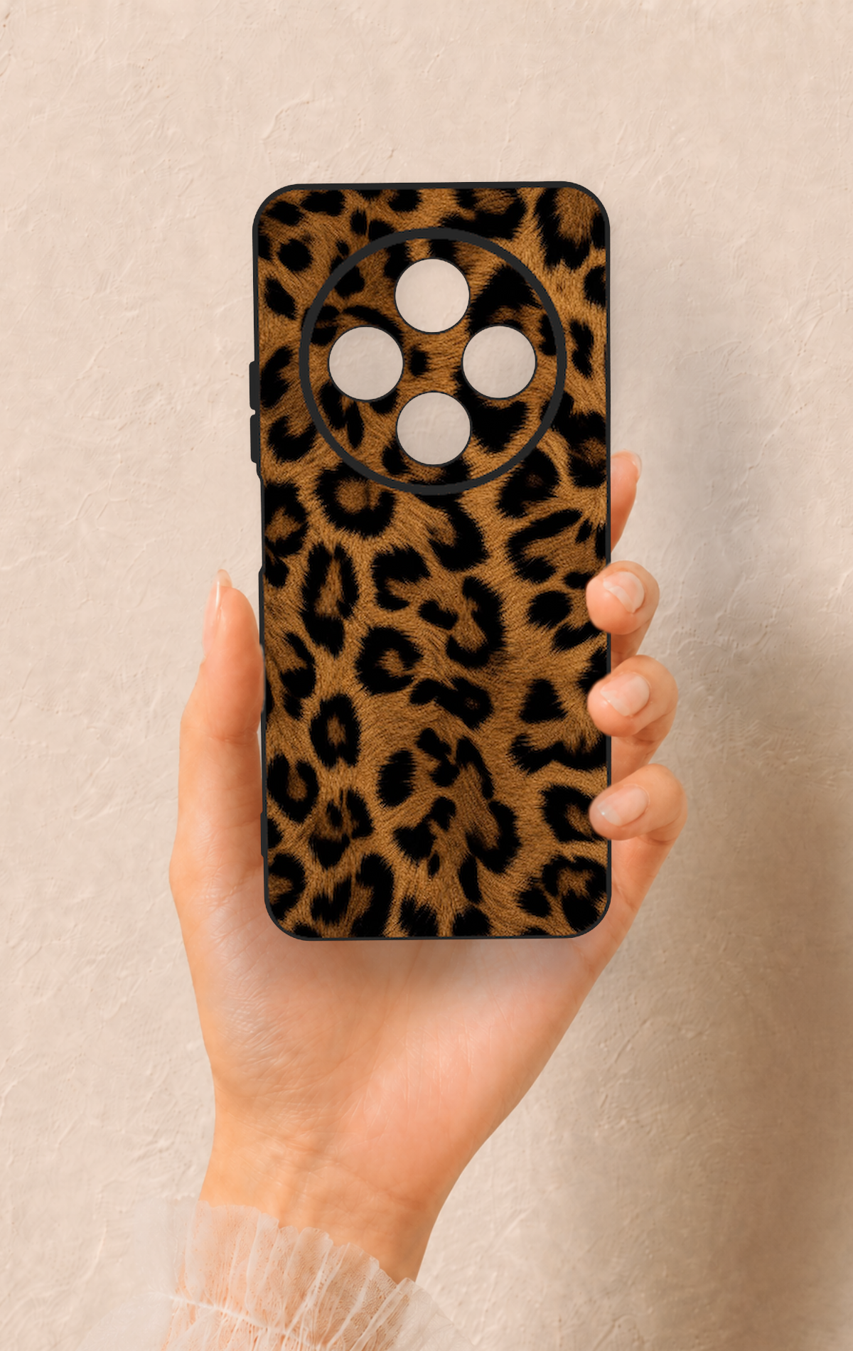 Redmi 14C Uyumlu Koyu Leopar Deri Desenli Silikon Kılıf