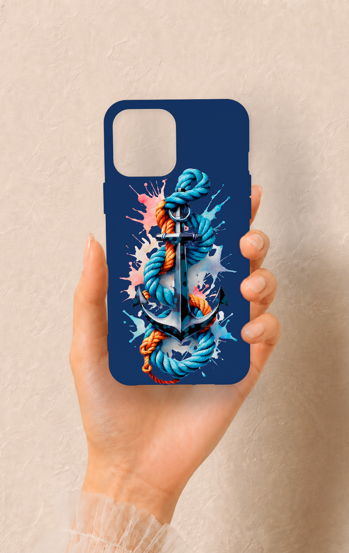 iPhone 12 Pro Max Uyumlu Anchor Desenli Silikon Kılıf