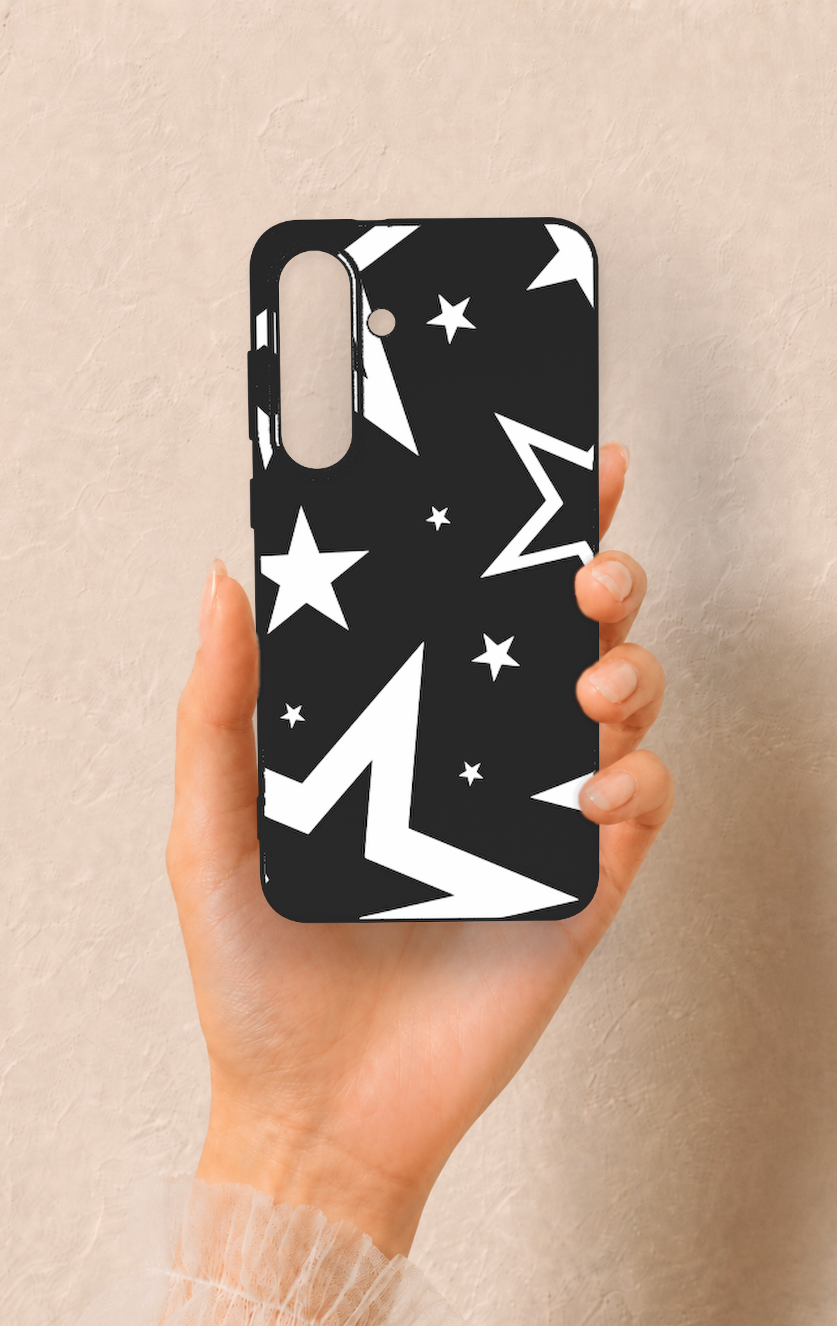 Samsung S25Fe Uyumlu Siyah Mega Star Desenli Silikon Kılıf