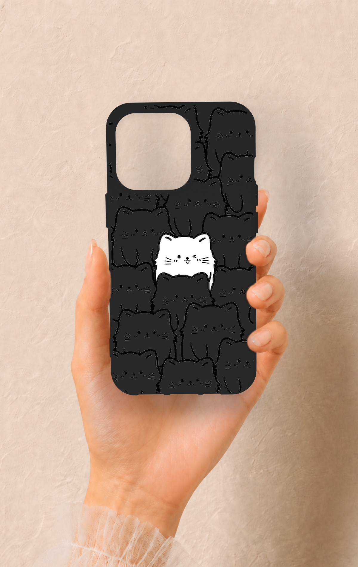 iPhone 13 Pro Uyumlu Many Cats Desenli Silikon Kılıf