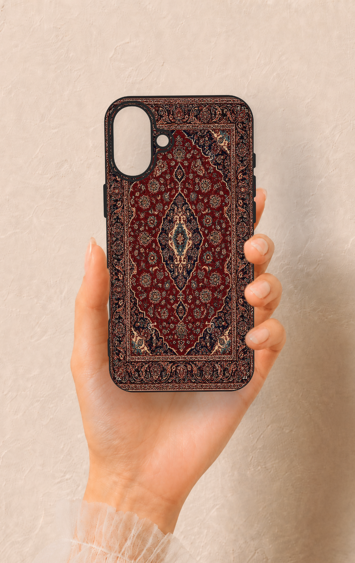 iPhone 16 Plus Uyumlu Acem Halı Desenli Silikon Kılıf