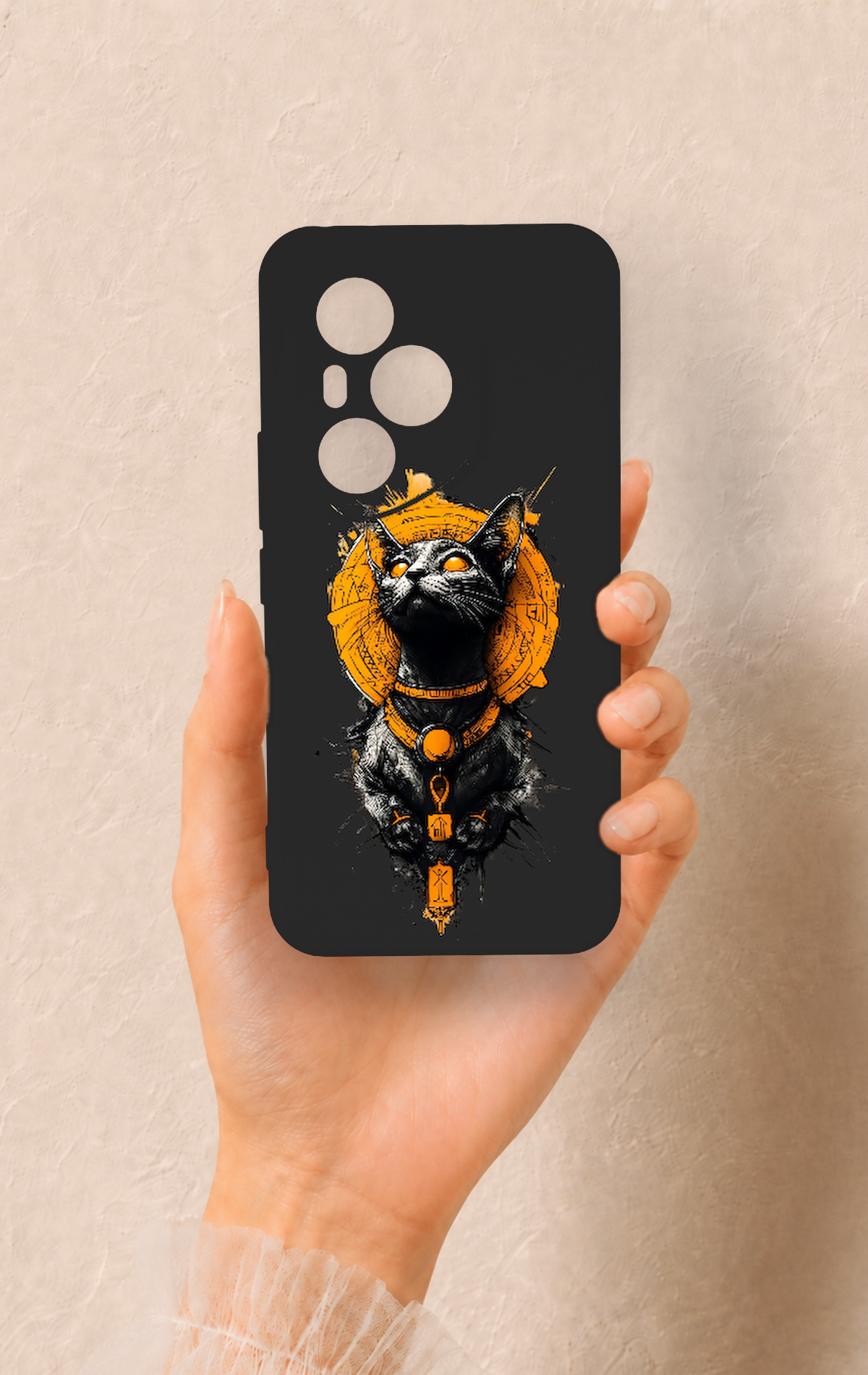 Honor 400 Pro Uyumlu Mısırlı Kedi Tanrısı Desenli Silikon Kılıf