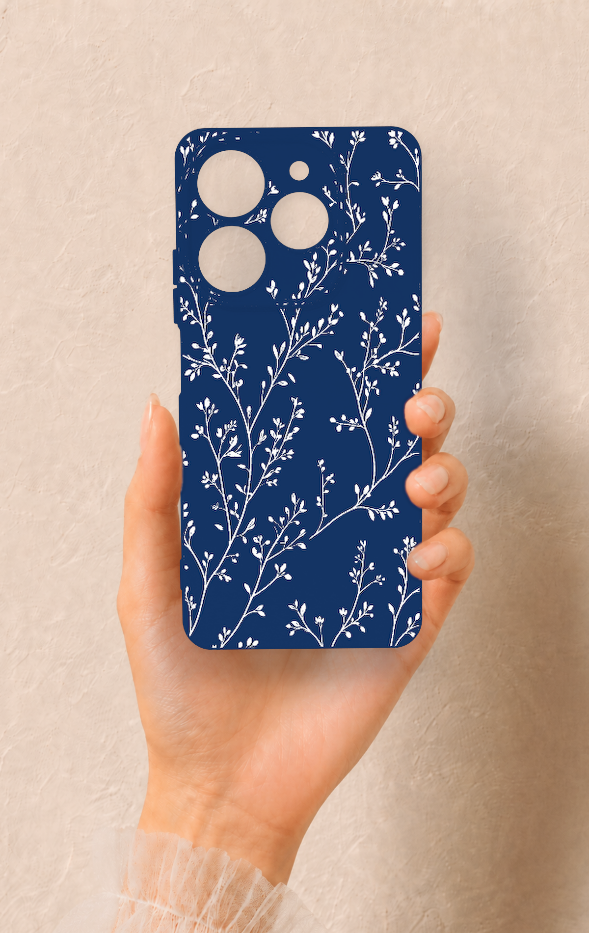 Tecno Spark 10 Pro Uyumlu İnce Yaprak Dalı Desenli Silikon Kılıf