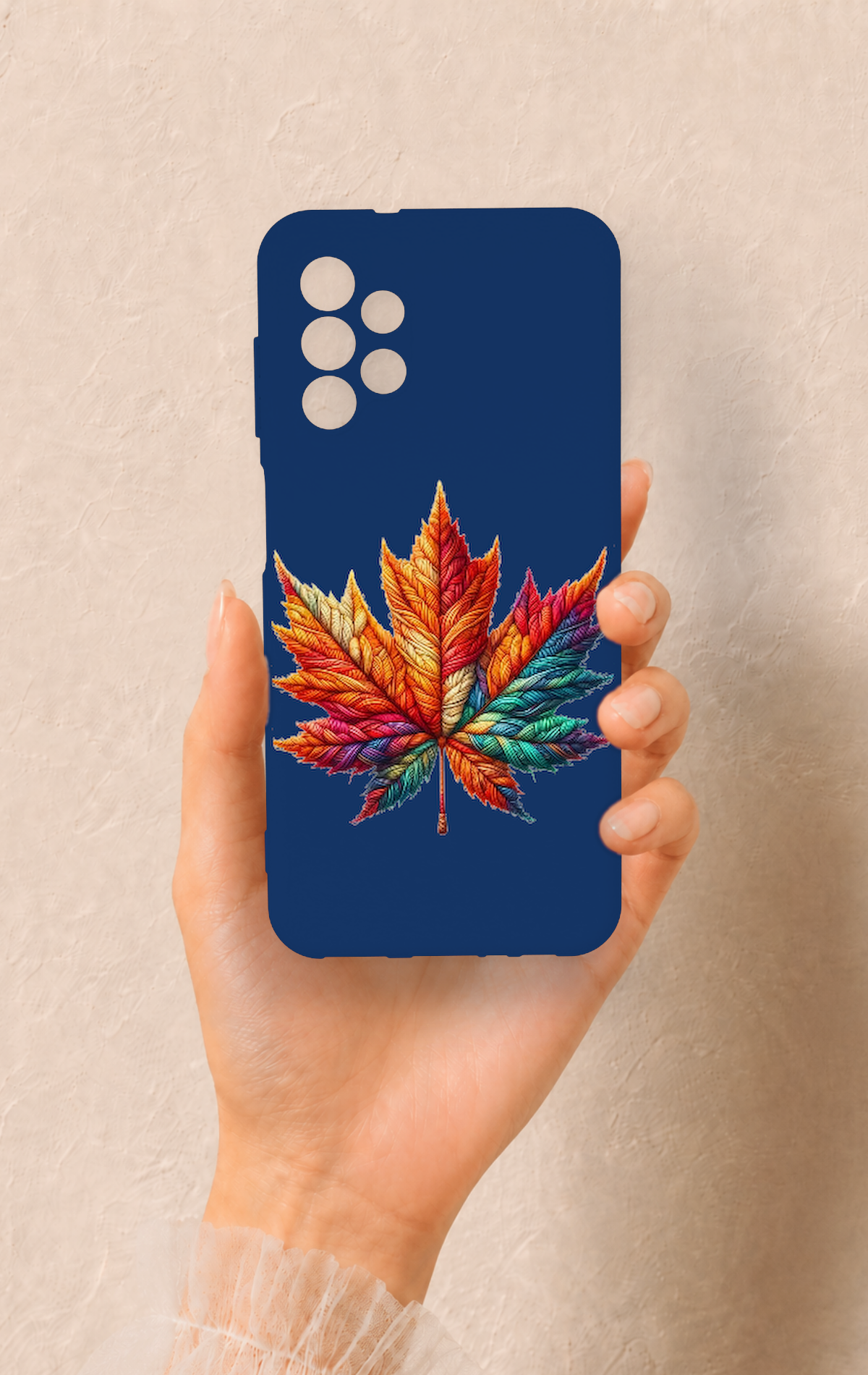 Samsung A13 Uyumlu Renkli Yaprak Desenli Silikon Kılıf