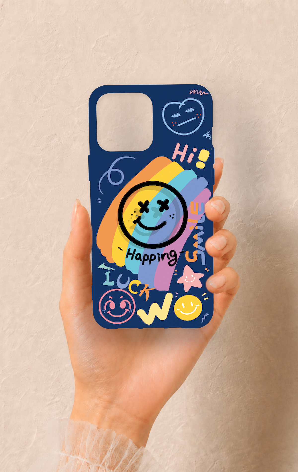 iPhone 13 Pro Max Uyumlu Happing Smile Desenli Silikon Kılıf
