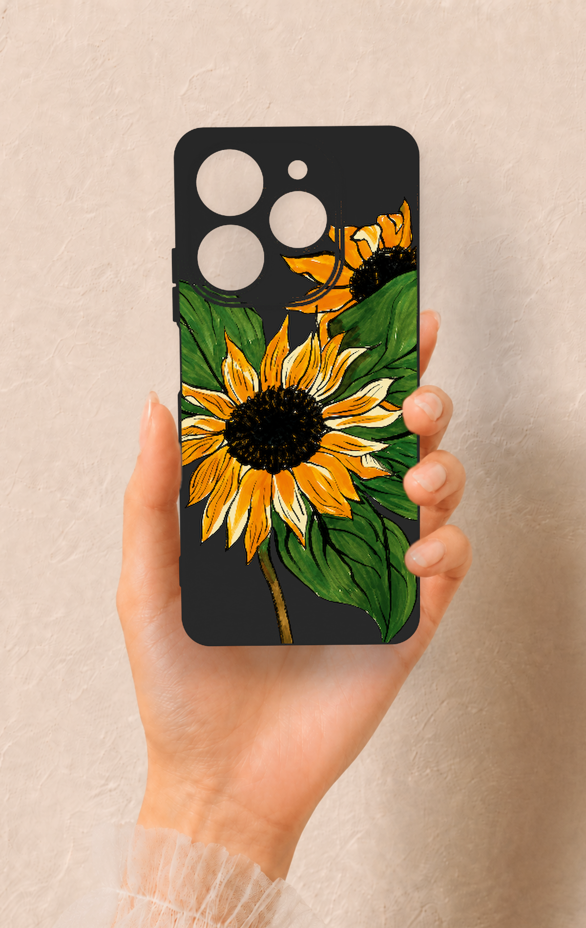 Tecno Spark 10 Pro Uyumlu Ay Çiçeği Desenli Silikon Kılıf