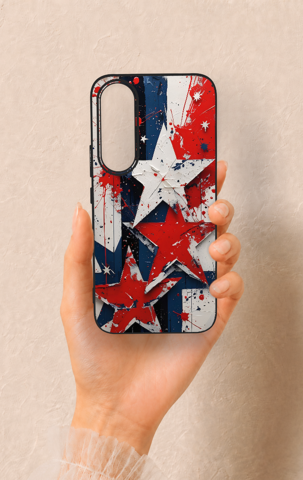 Vivo V70 FE 5G Uyumlu Star Flag Desenli Silikon Kılıf