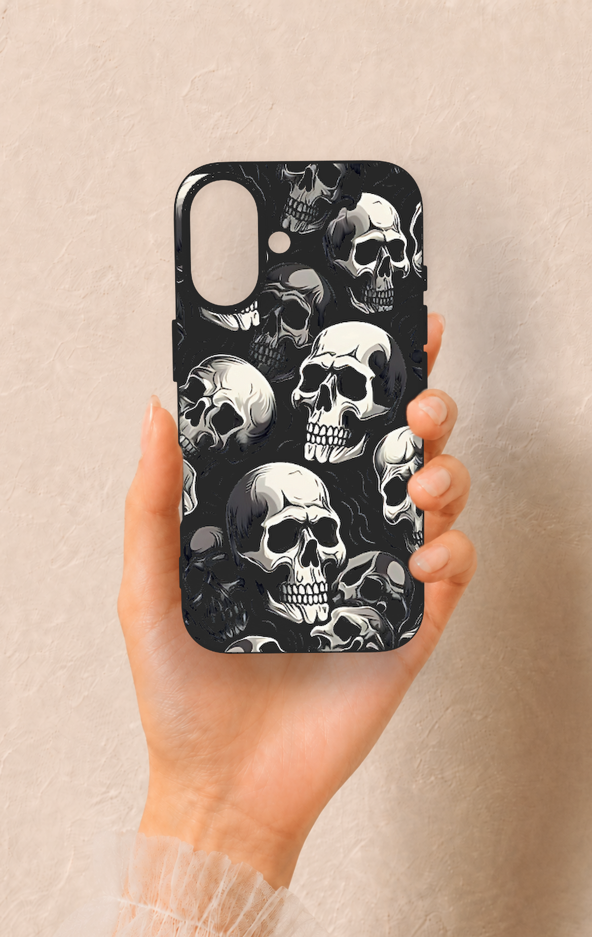 iPhone 16 Uyumlu Kuru Kafa Desenli Silikon Kılıf