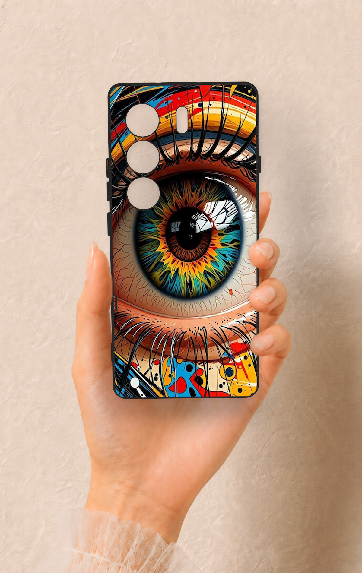 Tecno Camon 40 4G Uyumlu Renkli Göz Bebeği Desenli Silikon Kılıf