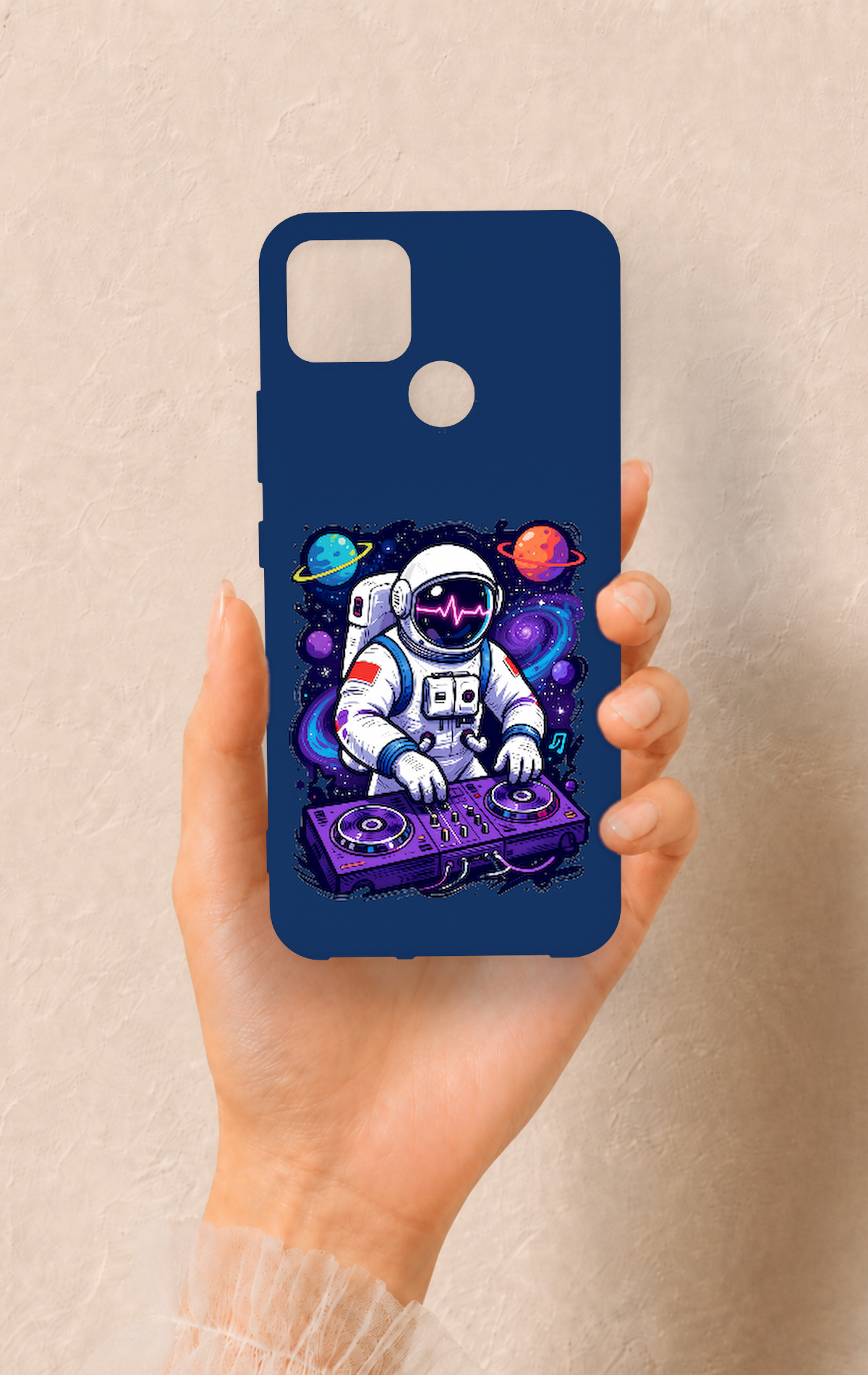 Realme C25 Uyumlu Astronot DJ Desenli Silikon Kılıf