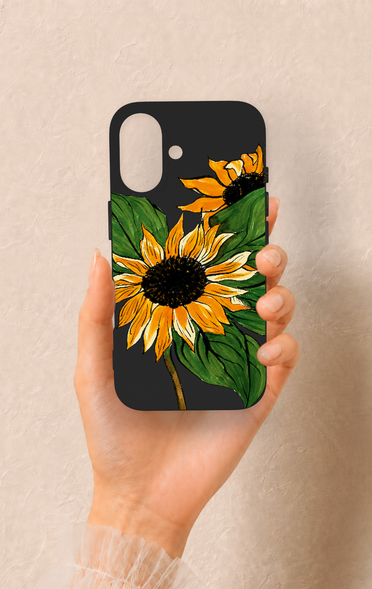 iPhone 16 Uyumlu Ay Çiçeği Desenli Silikon Kılıf