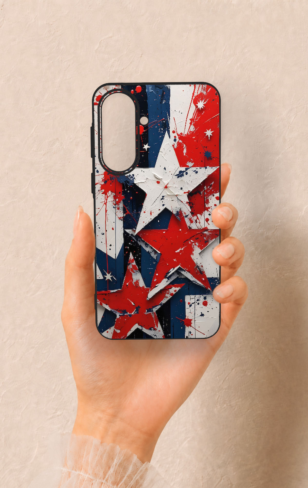 Samsung A37 Uyumlu Star Flag Desenli Silikon Kılıf
