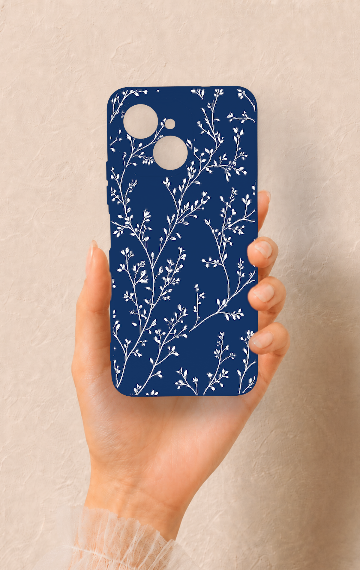 Tecno Spark 40C Uyumlu İnce Yaprak Dalı Desenli Silikon Kılıf