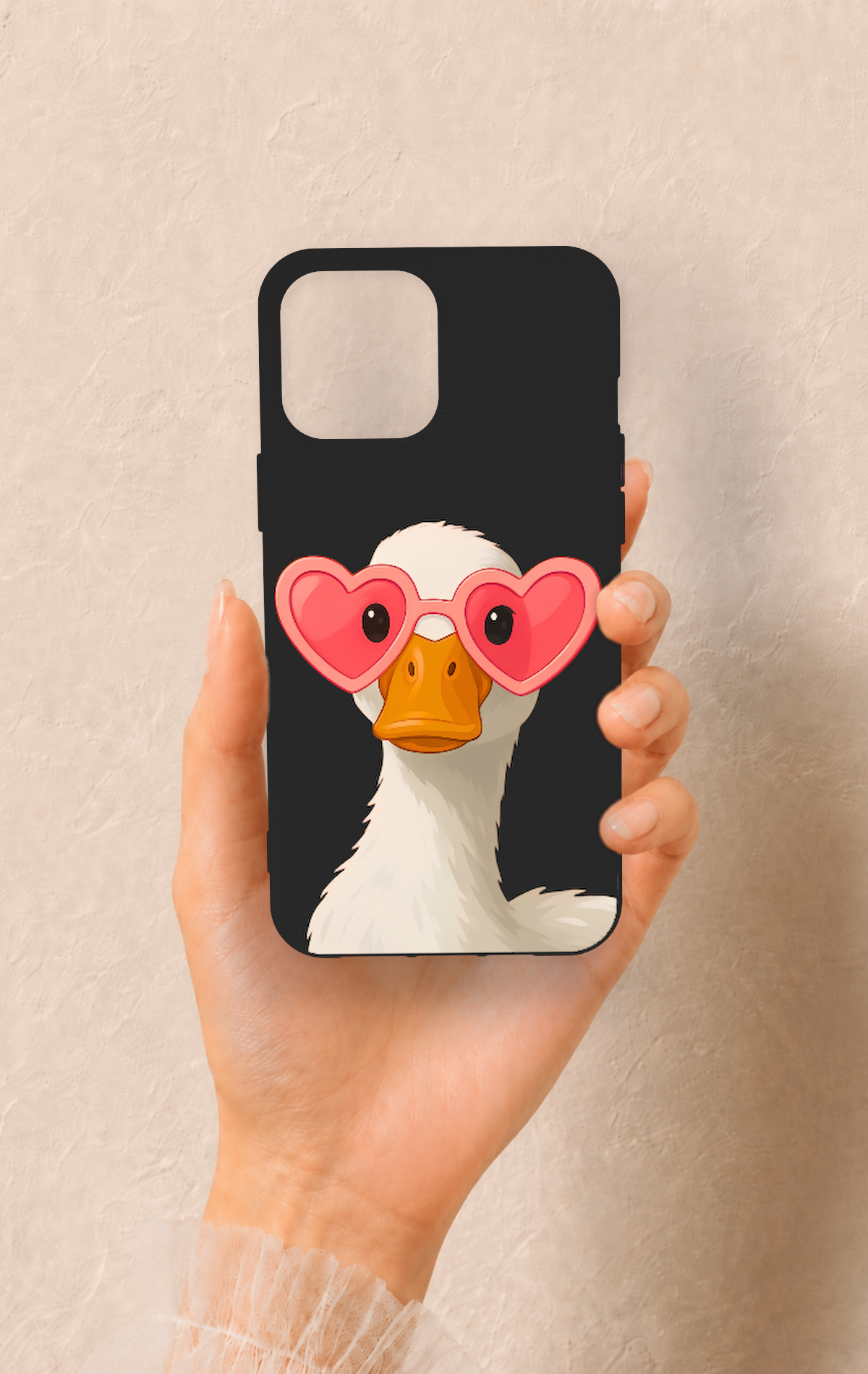 iPhone 12 Pro Max Uyumlu Aşık Ördek Desenli Silikon Kılıf
