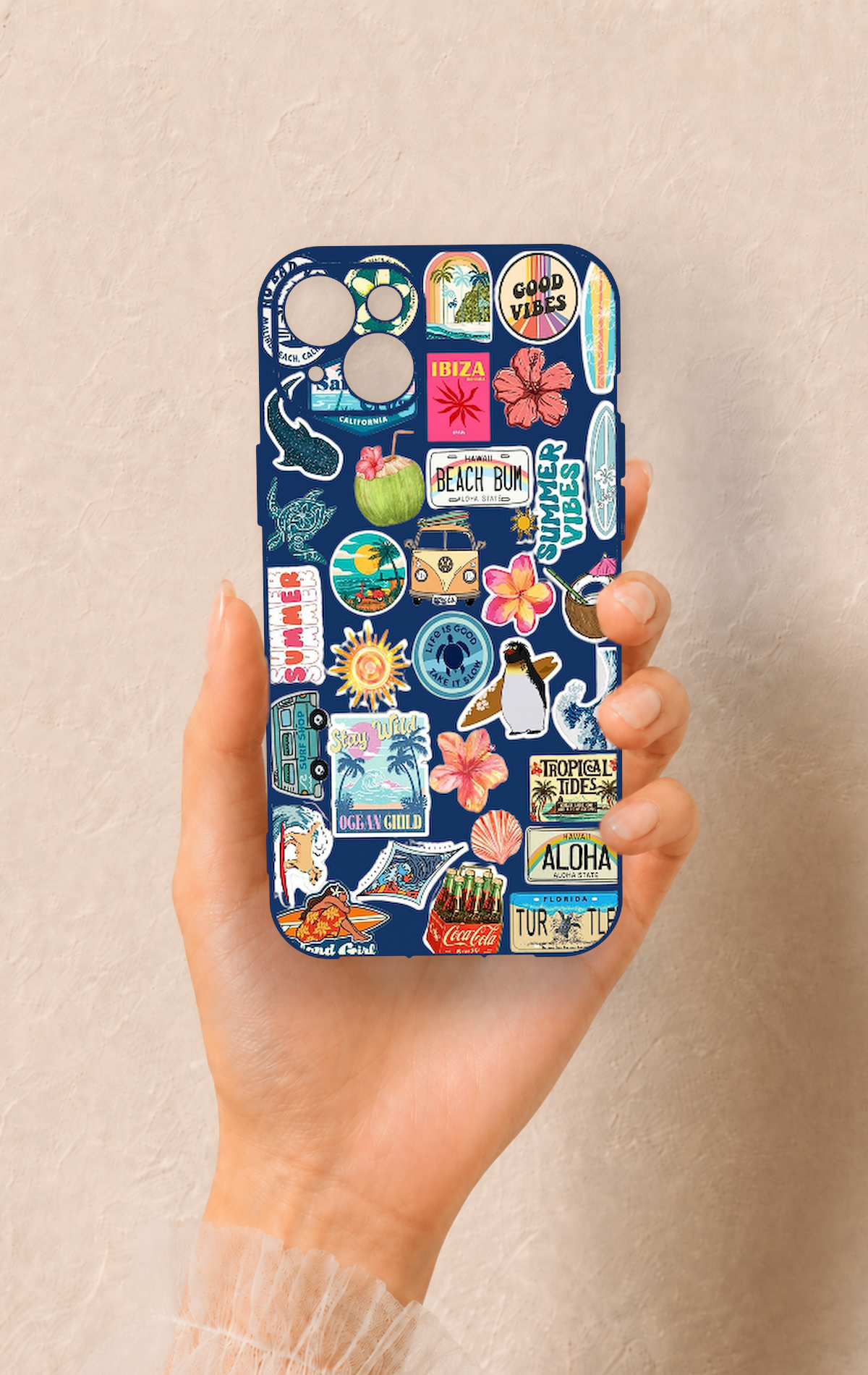 iPhone 14 Plus/15 Plus Uyumlu Summer Vibes Desenli Silikon Kılıf