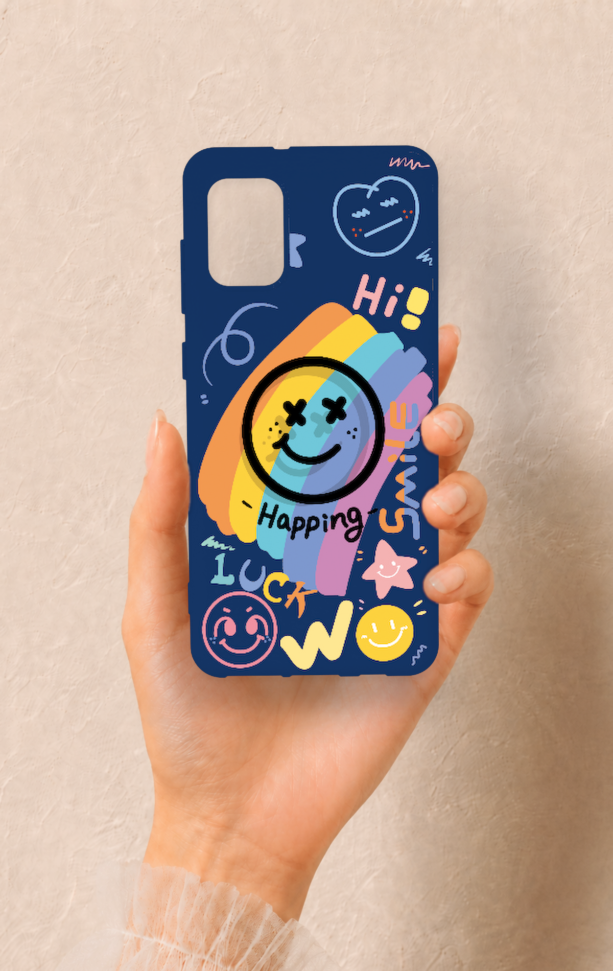 Samsung A31 Uyumlu Happing Smile Desenli Silikon Kılıf