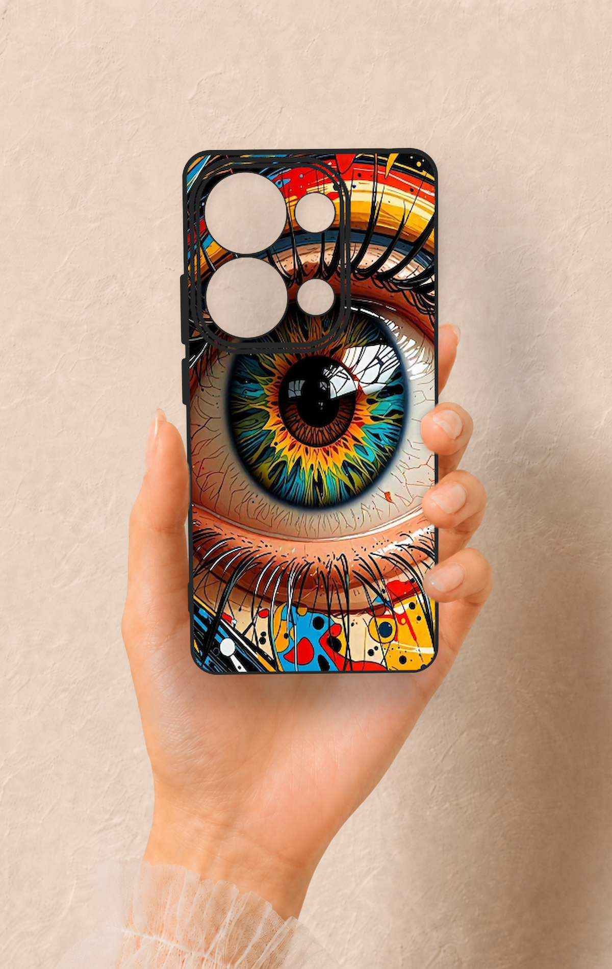 Redmi Note 13 Pro 4G Uyumlu Renkli Göz Bebeği Desenli Silikon Kılıf
