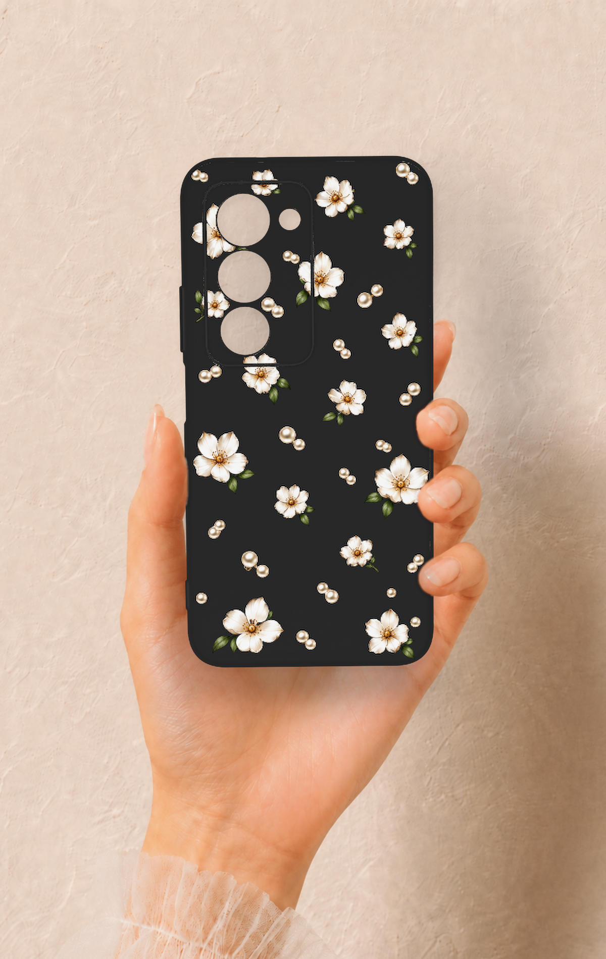 Redmi 15 5G Uyumlu İnci Papatya Desenli Silikon Kılıf
