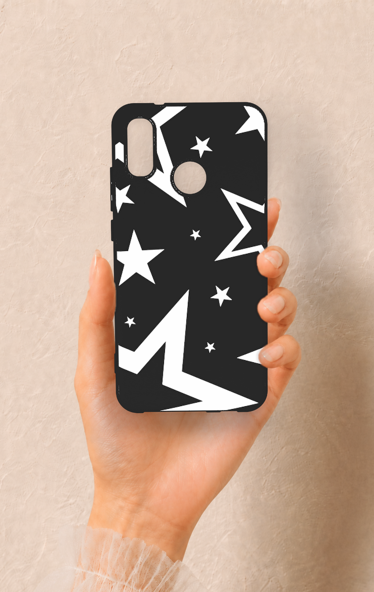 Huawei P20 Lite Uyumlu Siyah Mega Star Desenli Silikon Kılıf