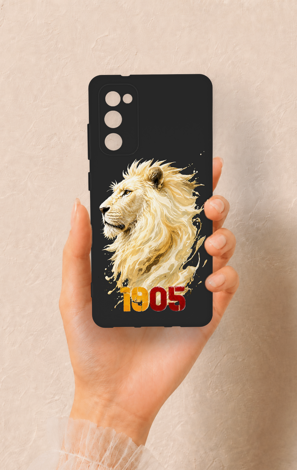 Samsung S20Fe Uyumlu Sarı Kırmızı 1905 Aslan Desenli Silikon Kılıf