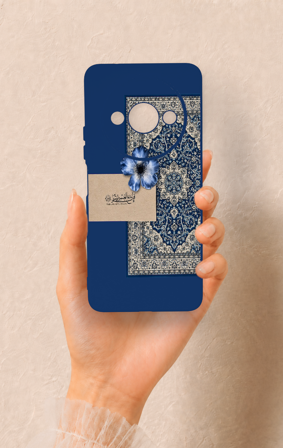 Redmi A3 Uyumlu Mavi Etnik Halı Desenli Silikon Kılıf