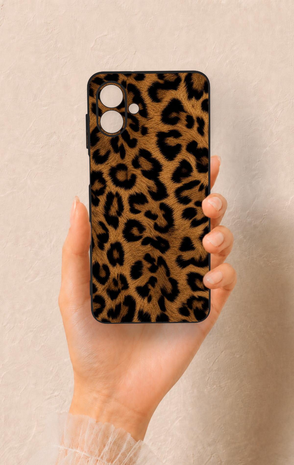 Samsung A07 Uyumlu Koyu Leopar Deri Desenli Silikon Kılıf