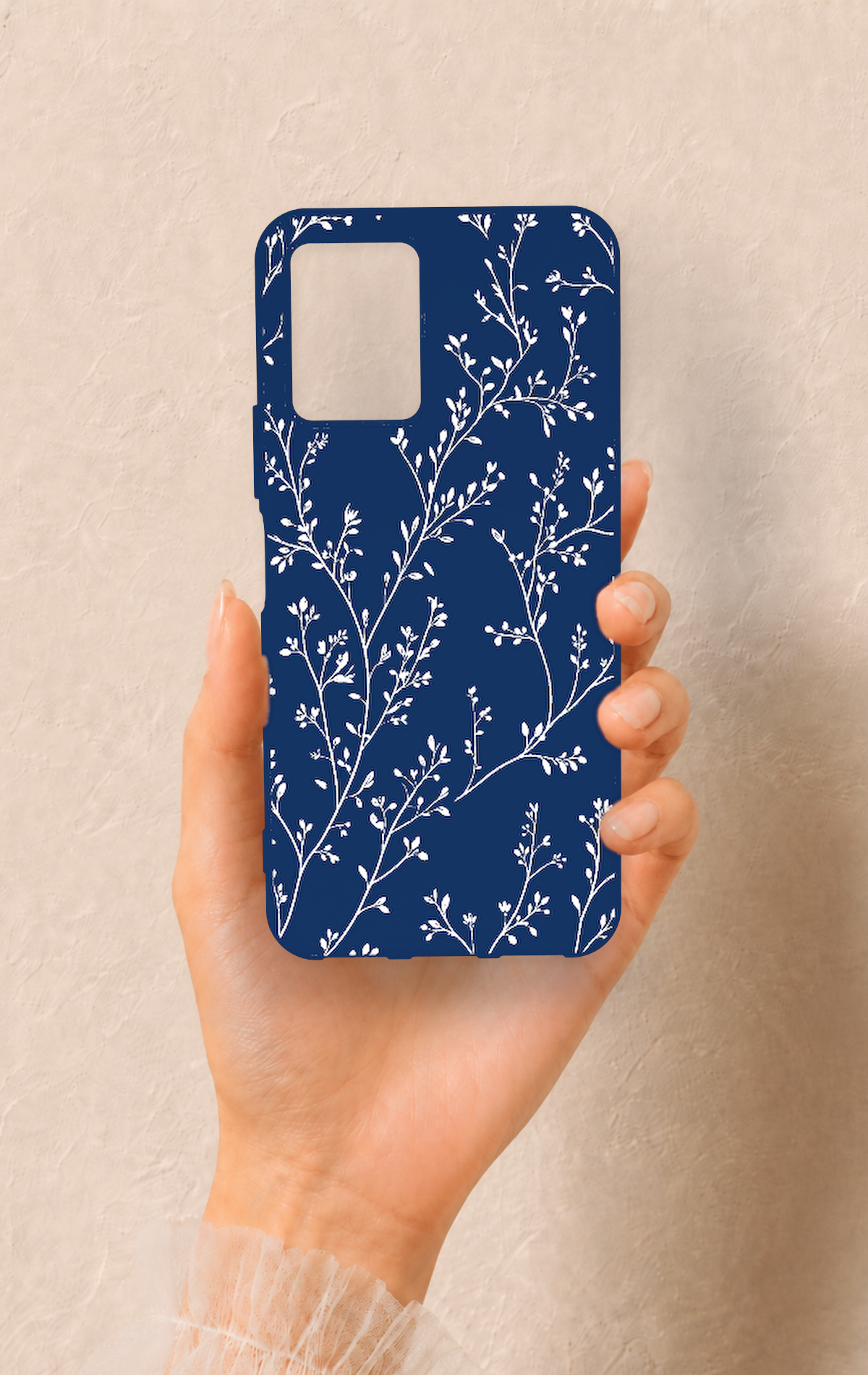 Vivo Y21 Uyumlu İnce Yaprak Dalı Desenli Silikon Kılıf