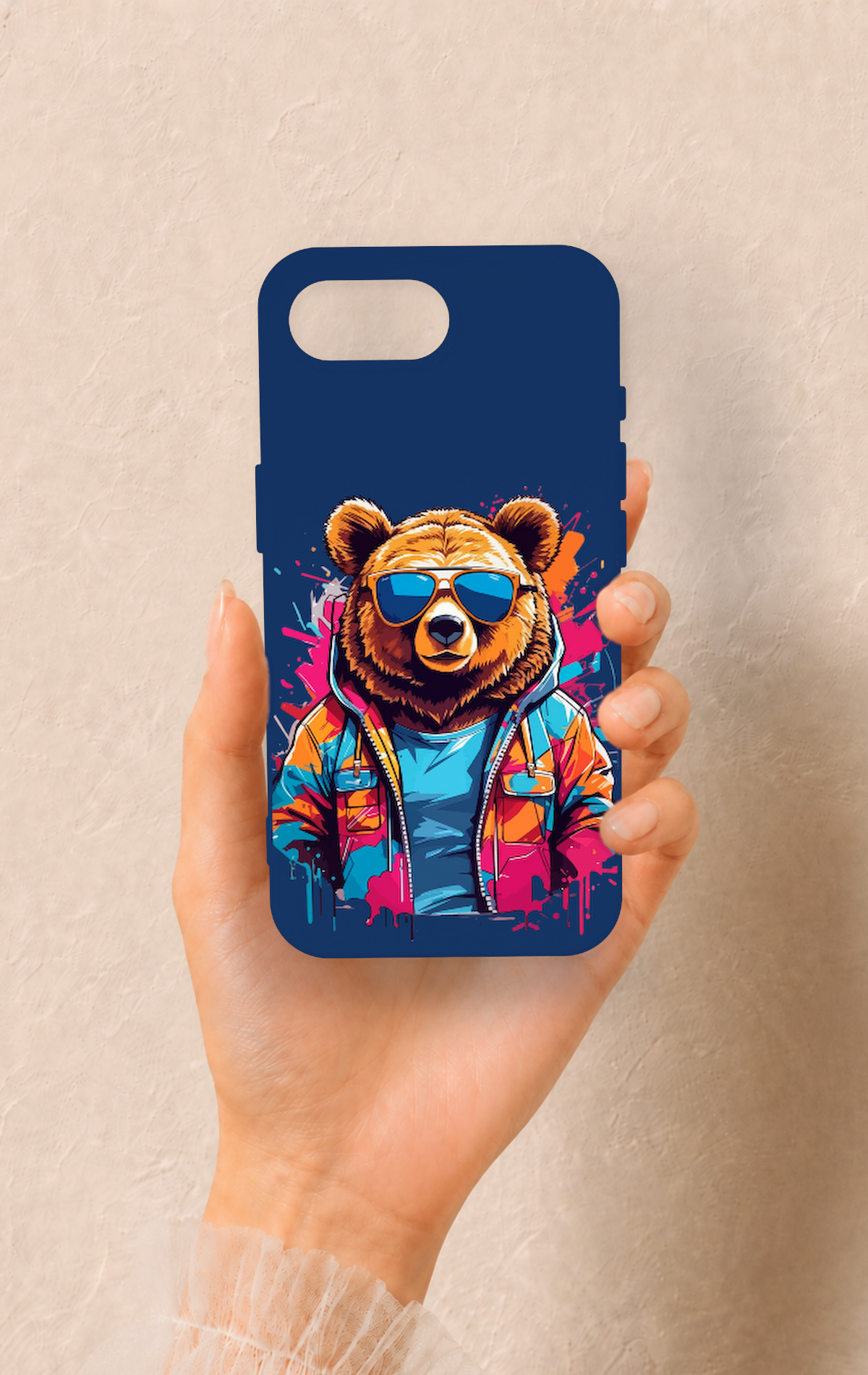 iPhone 16E Uyumlu Gözlüklü Ayı Desenli Silikon Kılıf