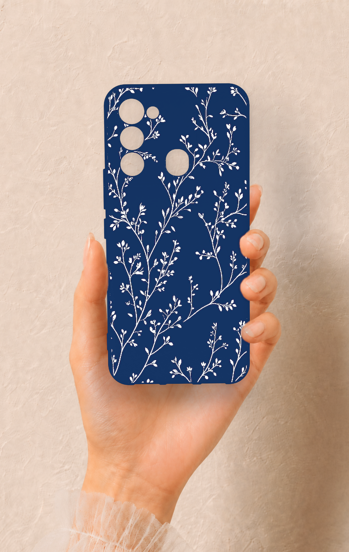 Tecno Spark 8C Uyumlu İnce Yaprak Dalı Desenli Silikon Kılıf