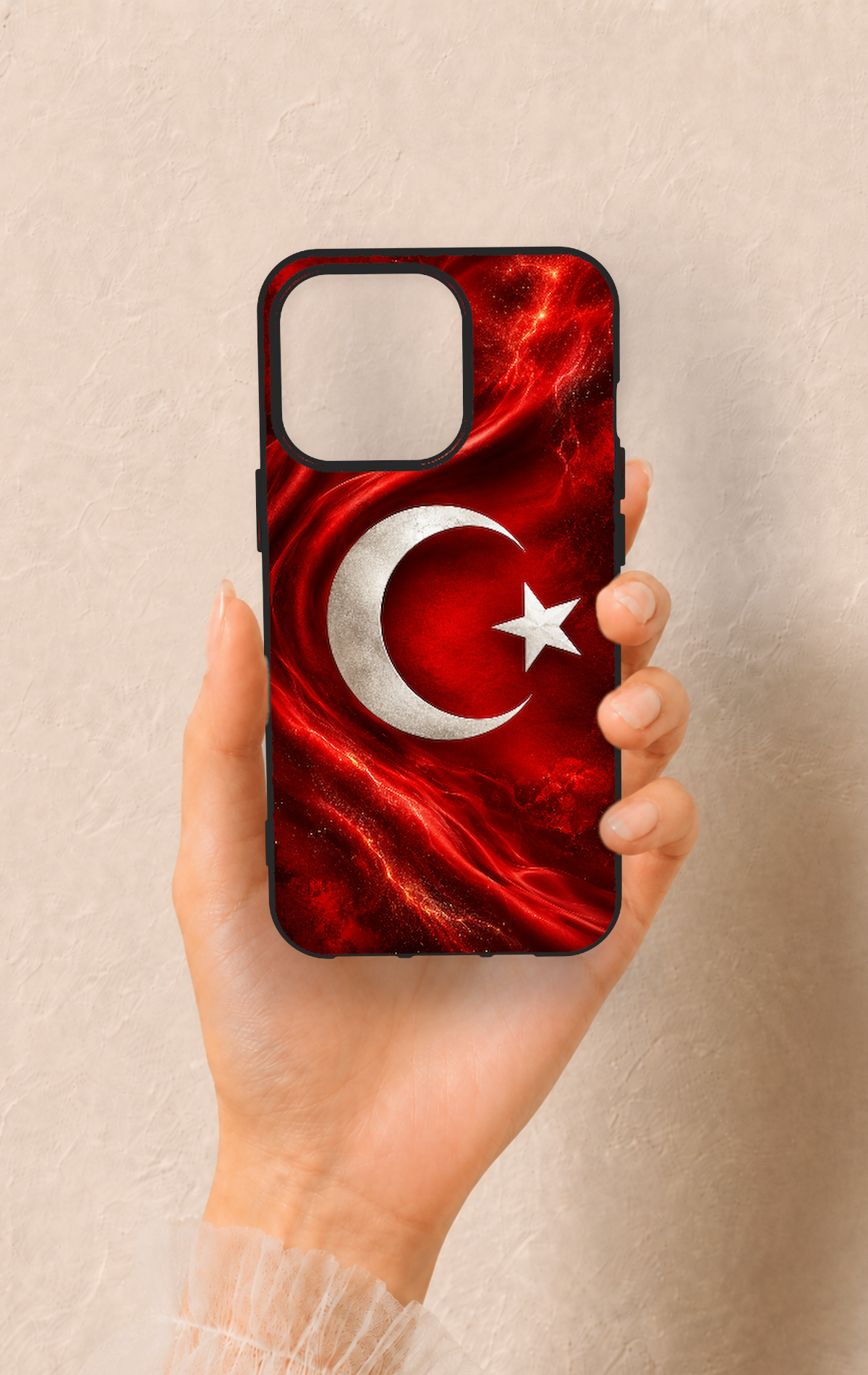 iPhone 13 Pro Uyumlu Türk Bayrağı Desenli Silikon Kılıf
