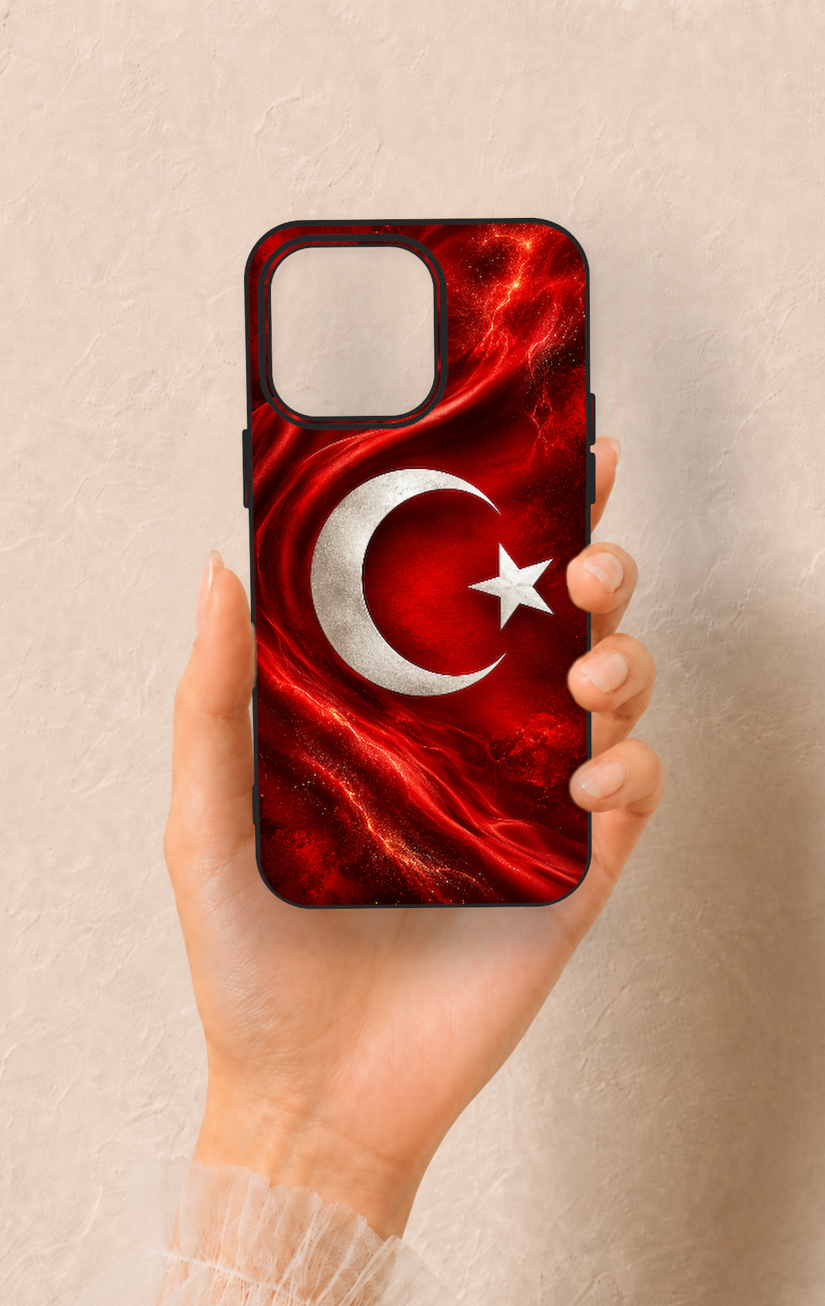 iPhone 15 Pro Max Uyumlu Türk Bayrağı Desenli Silikon Kılıf