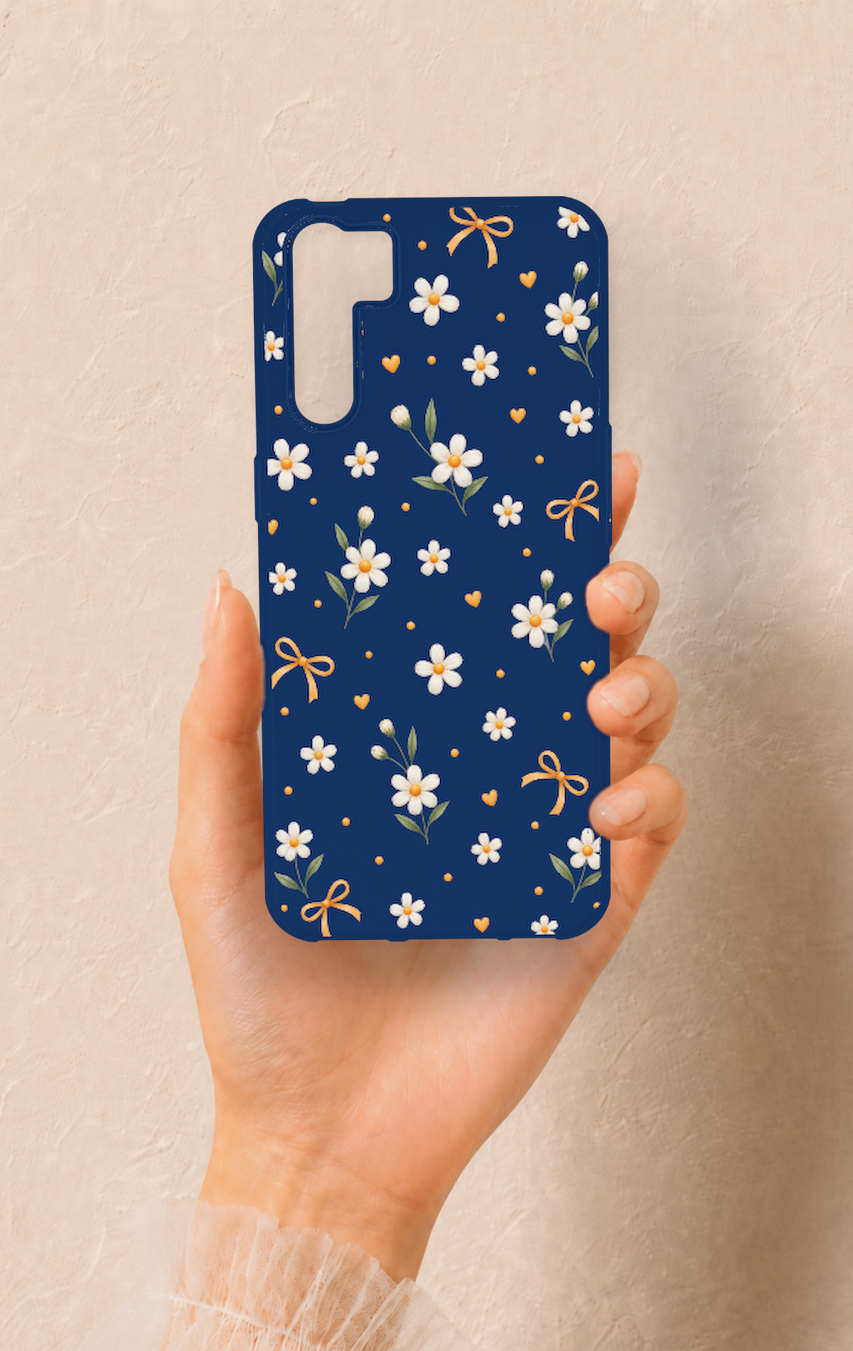 Oppo A91 Uyumlu Papatya Fiyonk Desenli Silikon Kılıf