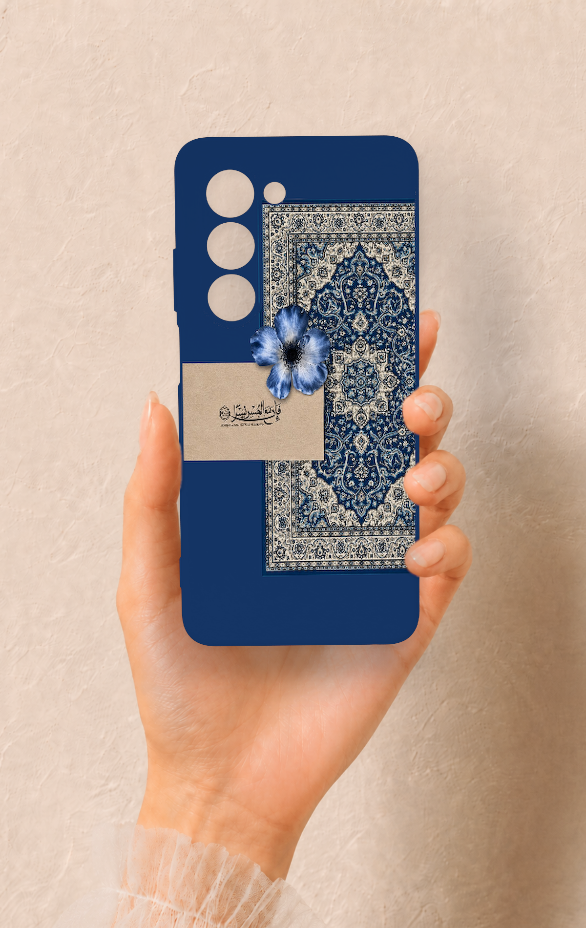 Oppo A5 5G Uyumlu Mavi Etnik Halı Desenli Silikon Kılıf