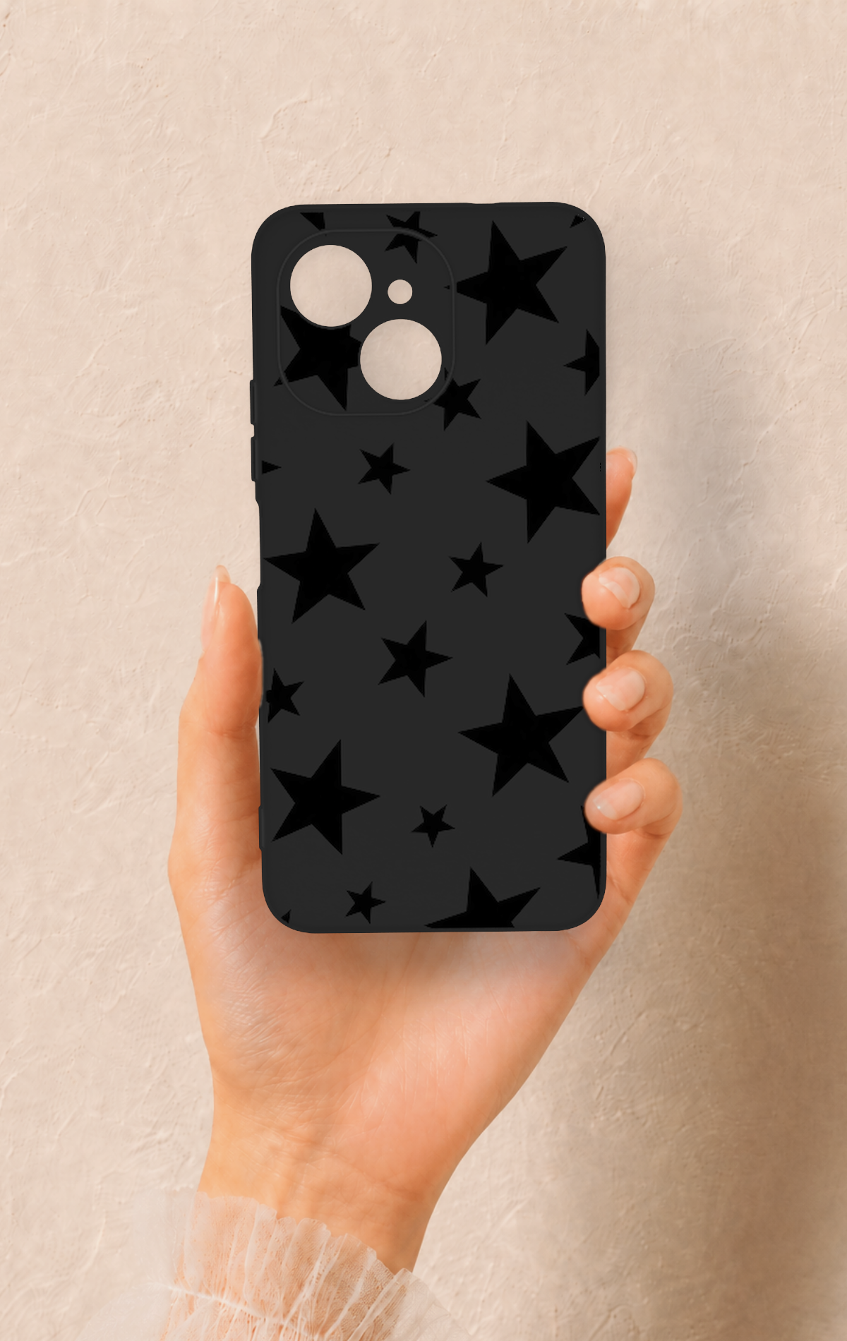 Tecno Spark 40C Uyumlu Siyah Star Desenli Silikon Kılıf