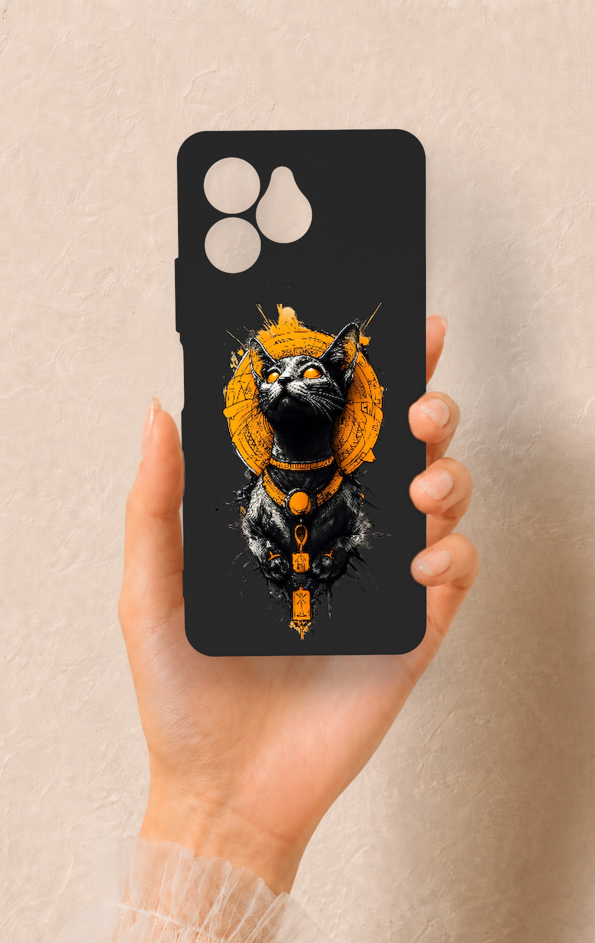 Omix x6 Uyumlu Mısırlı Kedi Tanrısı Desenli Silikon Kılıf