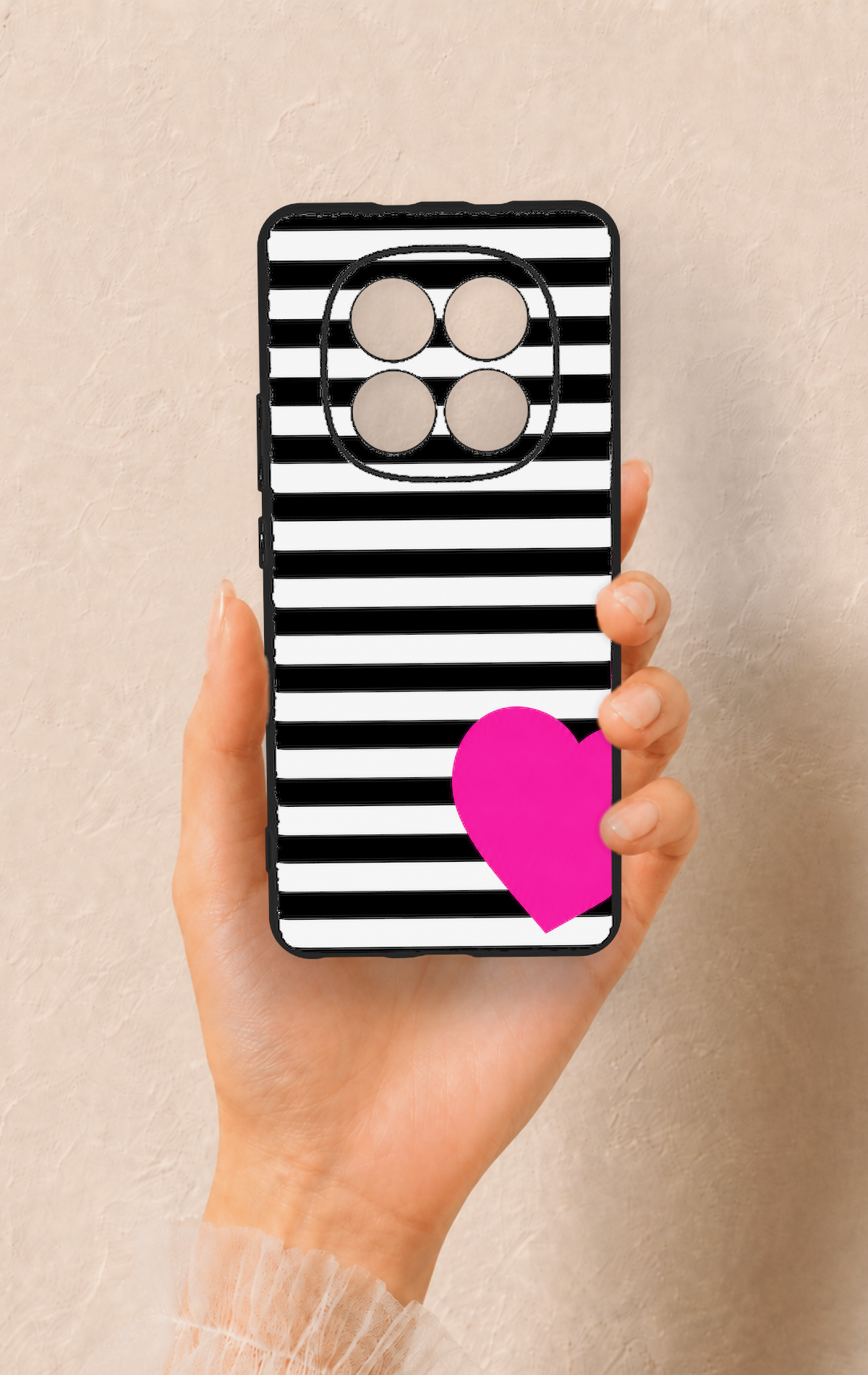 REDMİ NOTE 15 4G Uyumlu Çizgili Kalp Desenli Silikon Kılıf