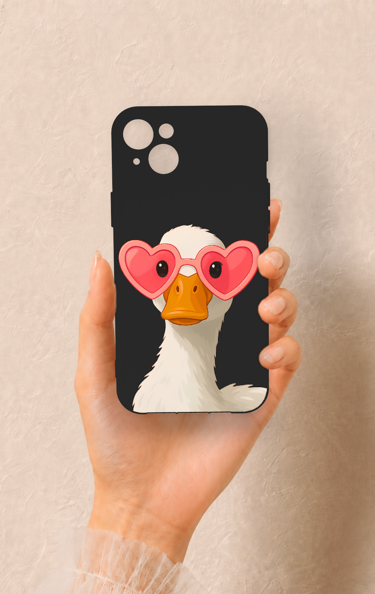 iPhone 14 Plus/15 Plus Uyumlu Aşık Ördek Desenli Silikon Kılıf