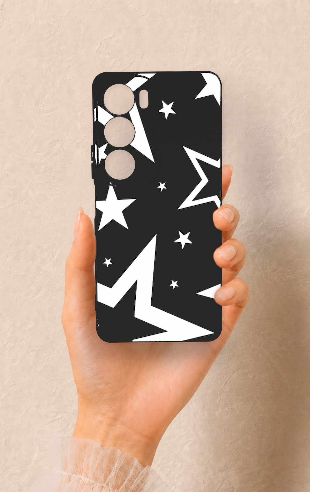 Vivo Y19s Uyumlu Siyah Mega Star Desenli Silikon Kılıf