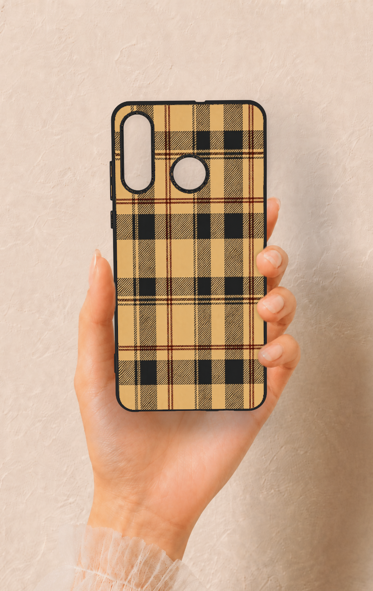 Huawei P30 Lite Uyumlu Burberry Ekose Desenli Silikon Kılıf