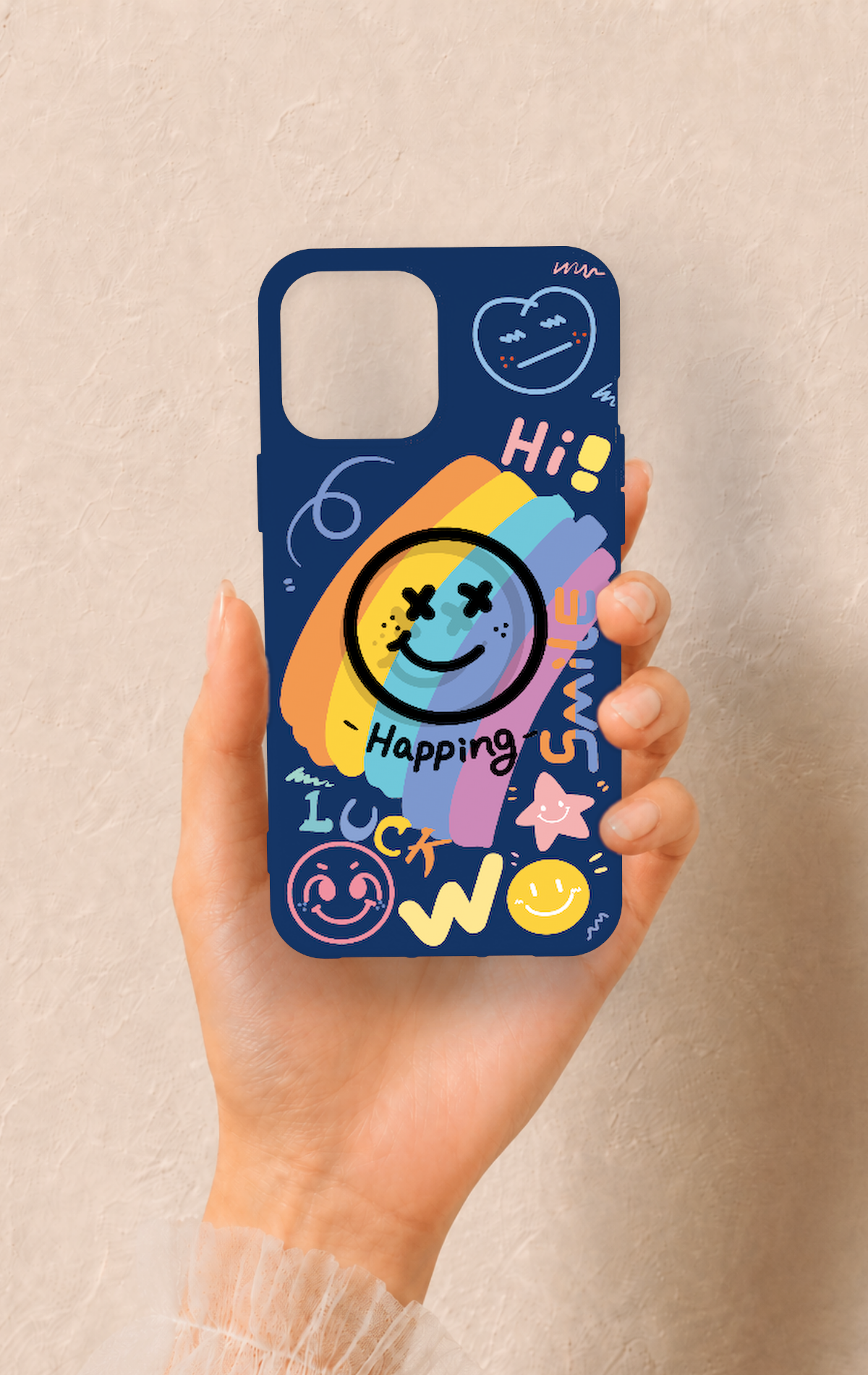 iPhone 12 Pro Max Uyumlu Happing Smile Desenli Silikon Kılıf