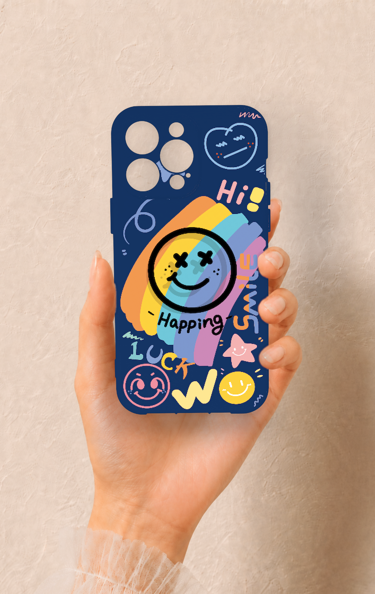 iPhone 14 Pro Max Uyumlu Happing Smile Desenli Silikon Kılıf