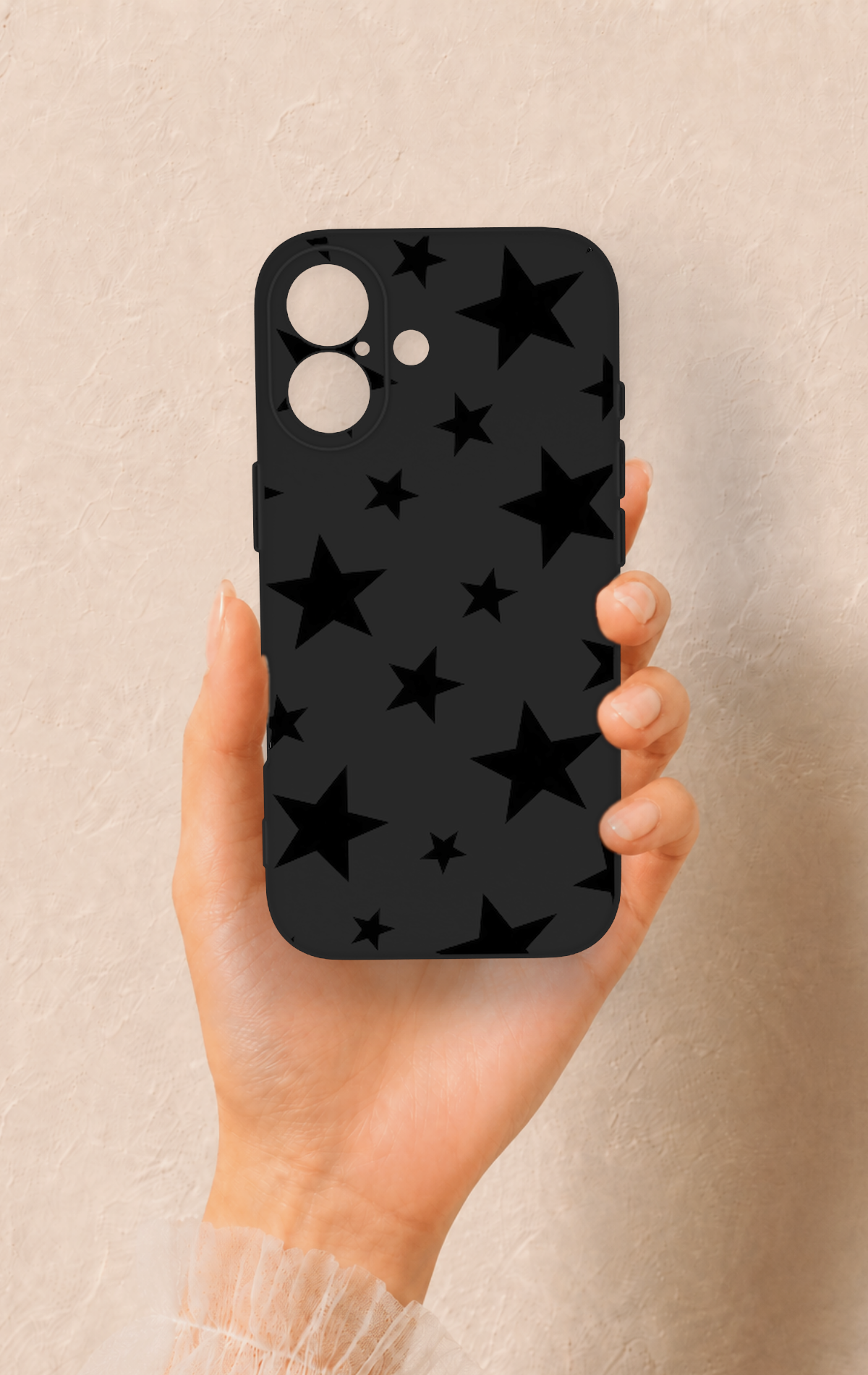 iPhone 17 Uyumlu Siyah Star Desenli Silikon Kılıf