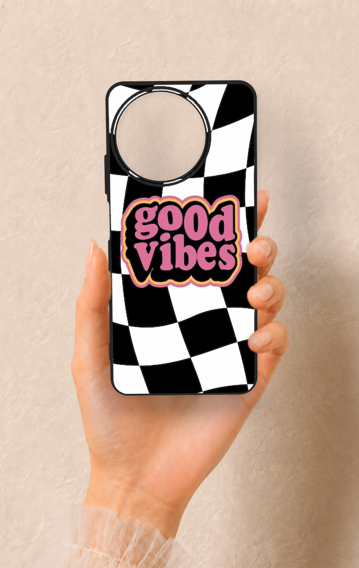 Realme 11 Uyumlu Black Good Vibes Desenli Silikon Kılıf