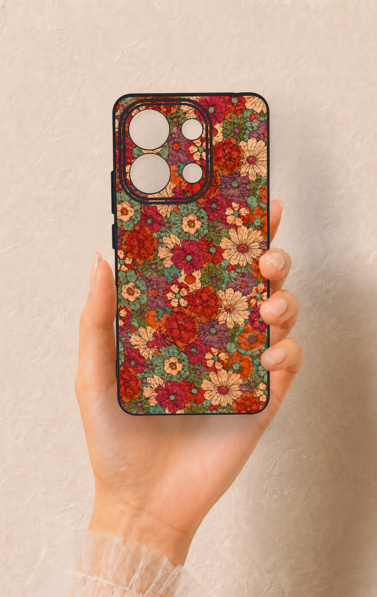 Redmi Note 13 4G Uyumlu Pastel Çiçek Bahçesi Desenli Silikon Kılıf